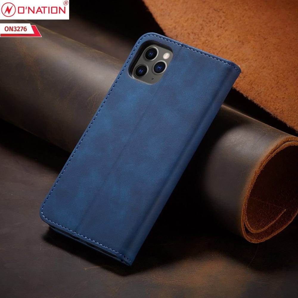 iPhone 13 Cover - Blue - ONation Business Flip Series - Premium Magnetic Leather Wallet Flip book Card Slots Soft Case - Futurestore.pk