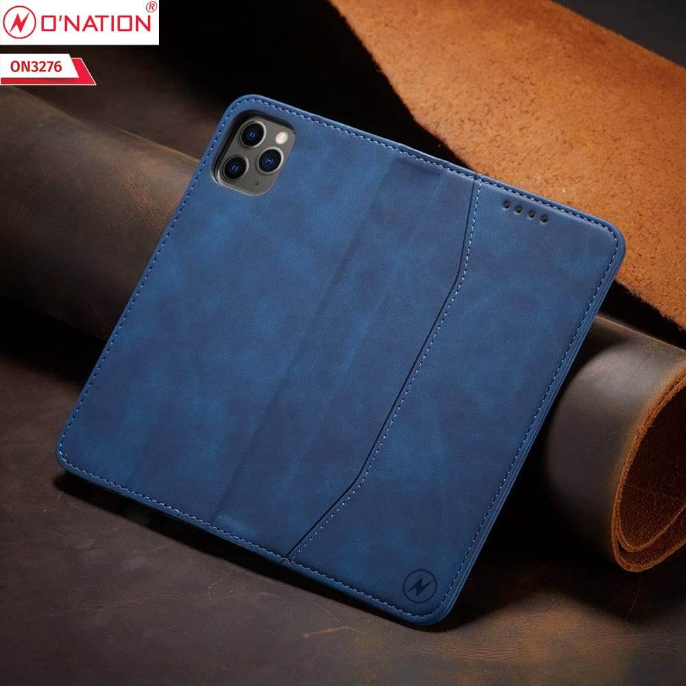 iPhone 13 Cover - Blue - ONation Business Flip Series - Premium Magnetic Leather Wallet Flip book Card Slots Soft Case - Futurestore.pk