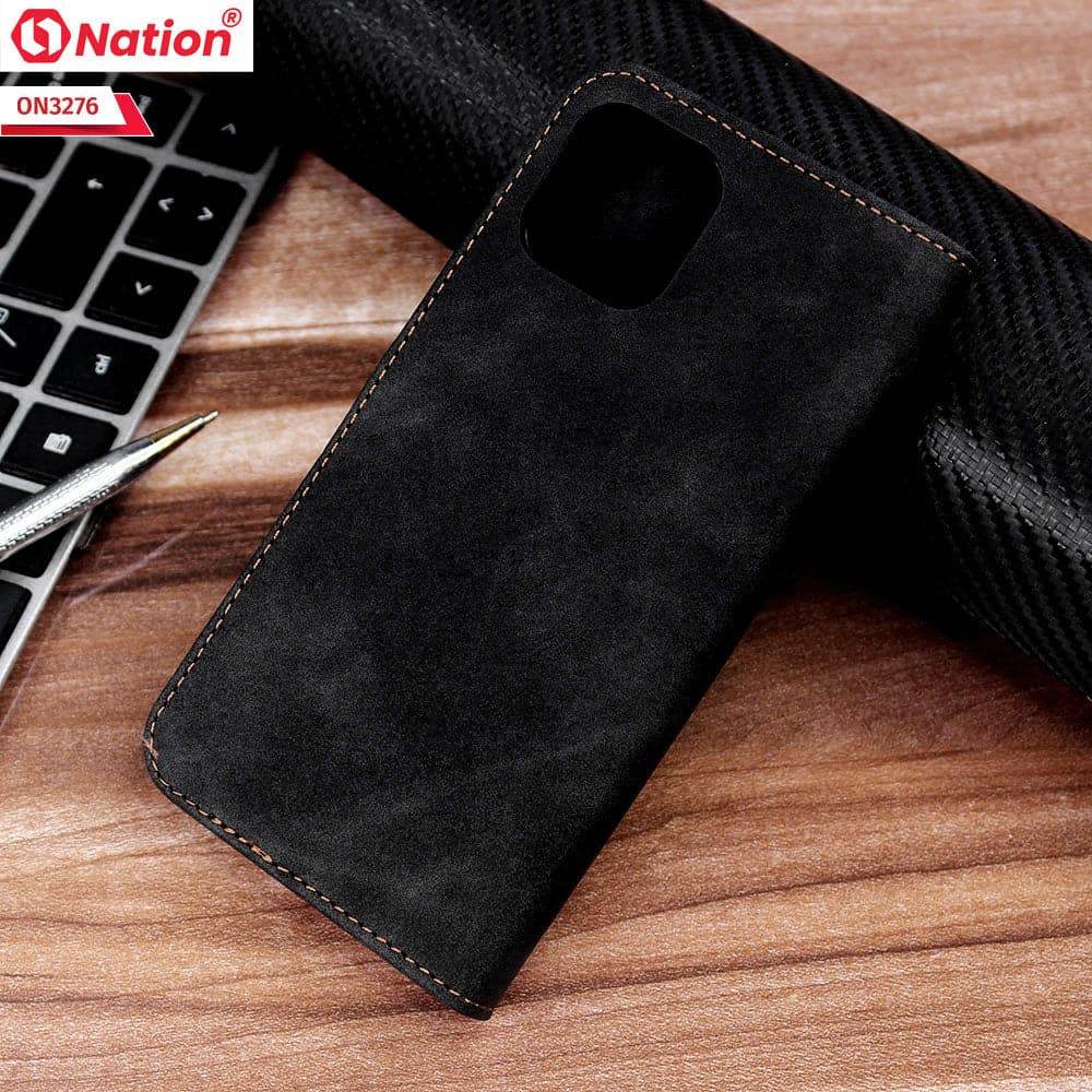 iPhone 11 Cover - Black - ONation Business Flip Series - Premium Magnetic Leather Wallet Flip book Card Slots Soft Case - Futurestore.pk