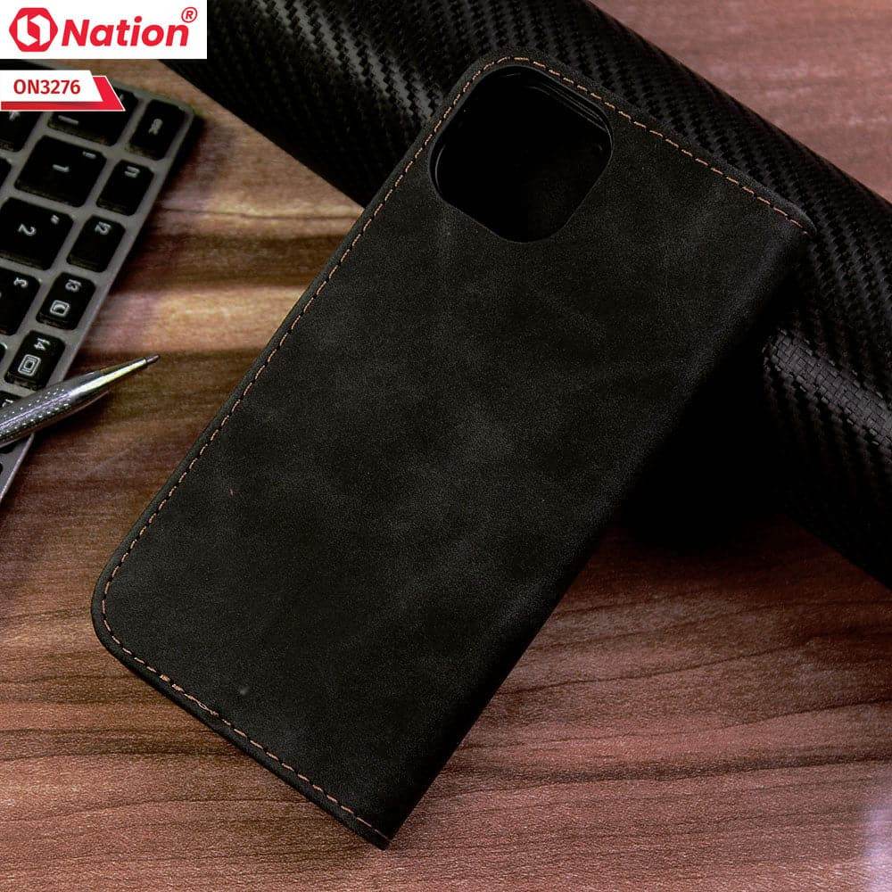 iPhone 13 Cover - Black - ONation Business Flip Series - Premium Magnetic Leather Wallet Flip book Card Slots Soft Case - Futurestore.pk