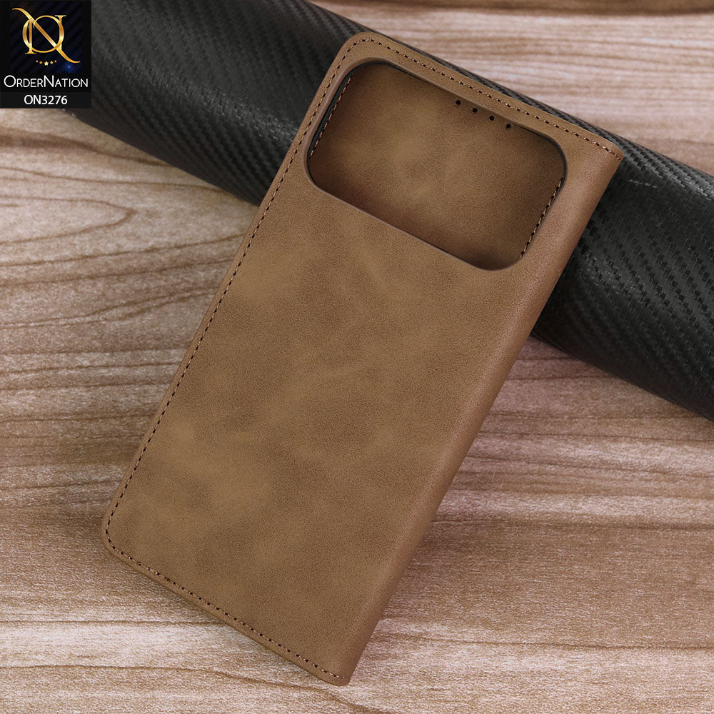 iPhone 17 Pro Max Cover - Light Brown - ONation Business Flip Series - Premium Magnetic Leather Wallet Flip book Card Slots Soft Case