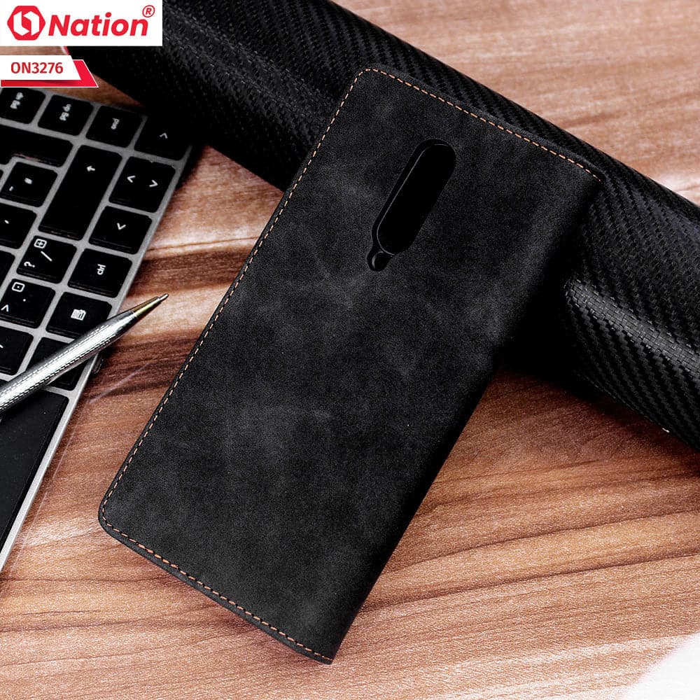 OnePlus 8 4G Cover - Black - ONation Business Flip Series - Premium Magnetic Leather Wallet Flip book Card Slots Soft Case