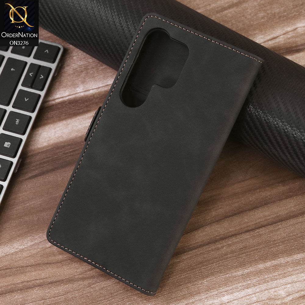 Samsung Galaxy S24 Ultra Cover - Black - ONation Business Flip Series - Premium Magnetic Leather Wallet Flip book Card Slots Soft Case - Futurestore.pk
