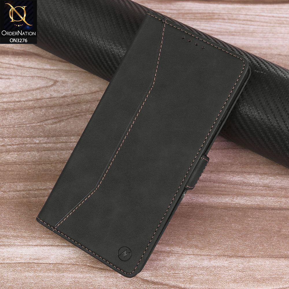 Samsung Galaxy S25 Ultra Cover - Black - ONation Business Flip Series - Premium Magnetic Leather Wallet Flip book Card Slots Soft Case