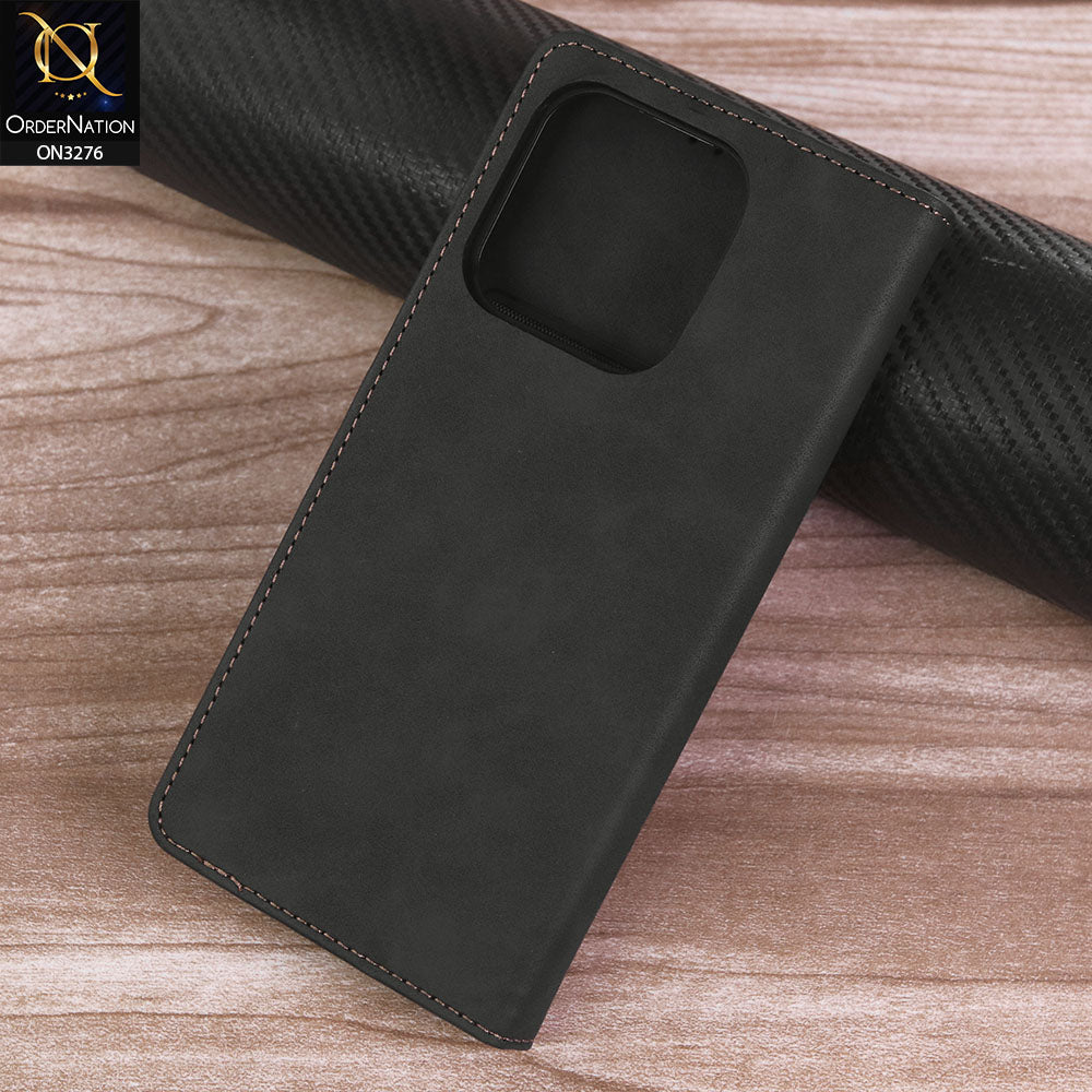 Infinix Hot 50i Cover - Black - ONation Business Flip Series - Premium Magnetic Leather Wallet Flip book Card Slots Soft Case