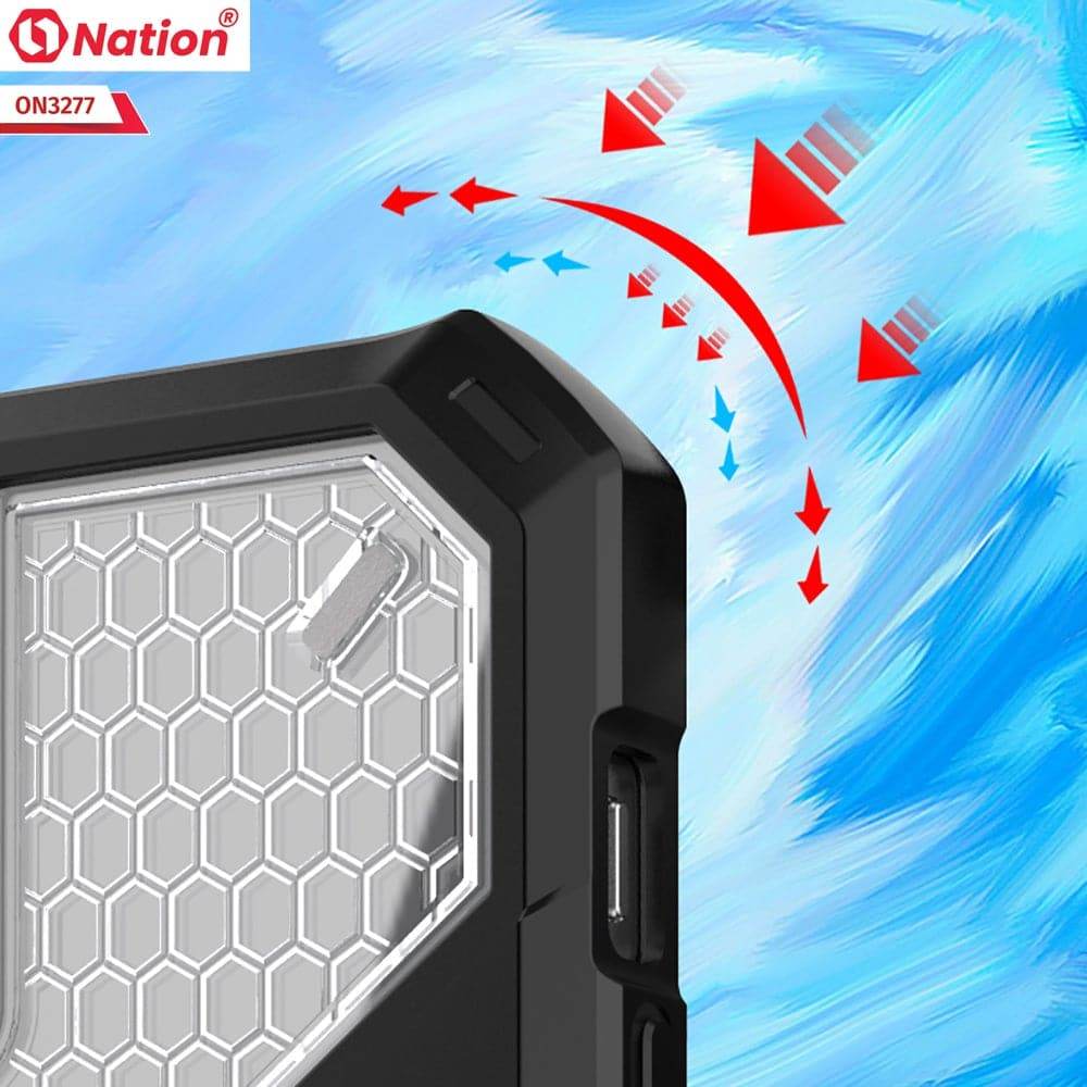 iPhone 13 Cover - Blue - ONation BIBERCAS Series - Honeycomb Shockproof Space Capsule With Magnetic Ring Holder Soft Case