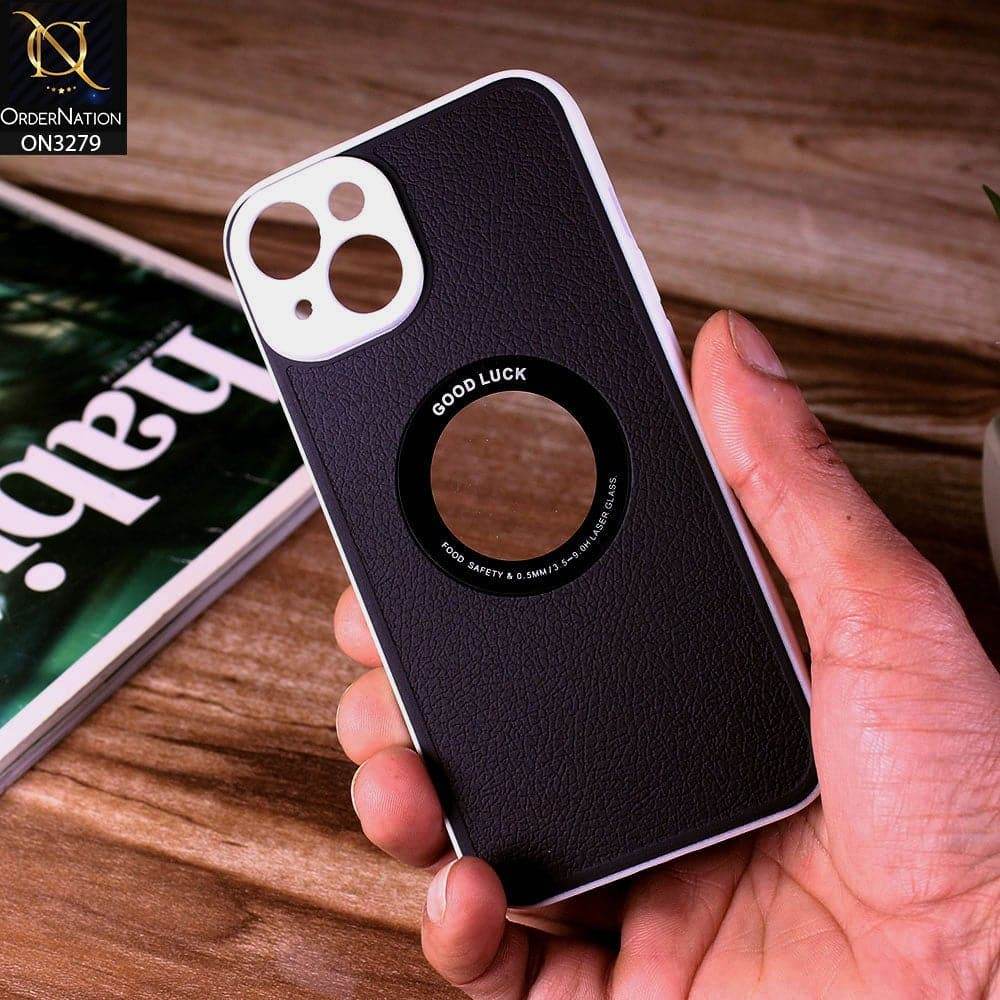 iPhone 13 Cover - Black - New Leather Texture Soft border With Logo Hole Hard Shell Camera Protection Case