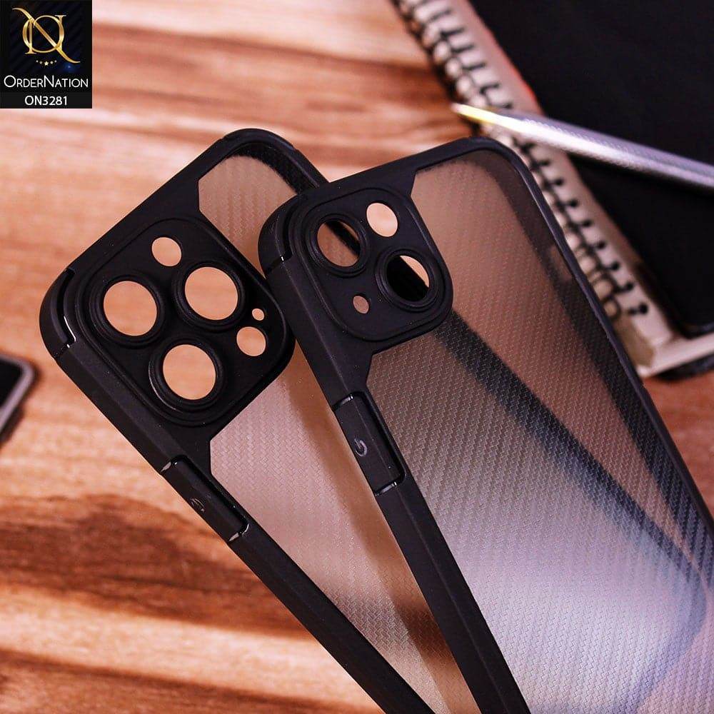 iPhone 13 Cover - Black - Carbon Fiber Soft Silicone Camera Protection Case - Futurestore.pk