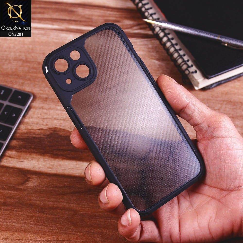 iPhone 13 Cover - Black - Carbon Fiber Soft Silicone Camera Protection Case - Futurestore.pk