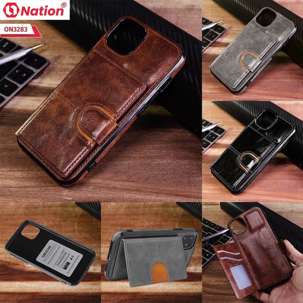 iPhone 13 Cover - Black - ONation Ultra Series - Multi-Purpose Premium Leather Ultra Wallet Soft Case With Card Holders and Phone Stand - Futurestore.pk