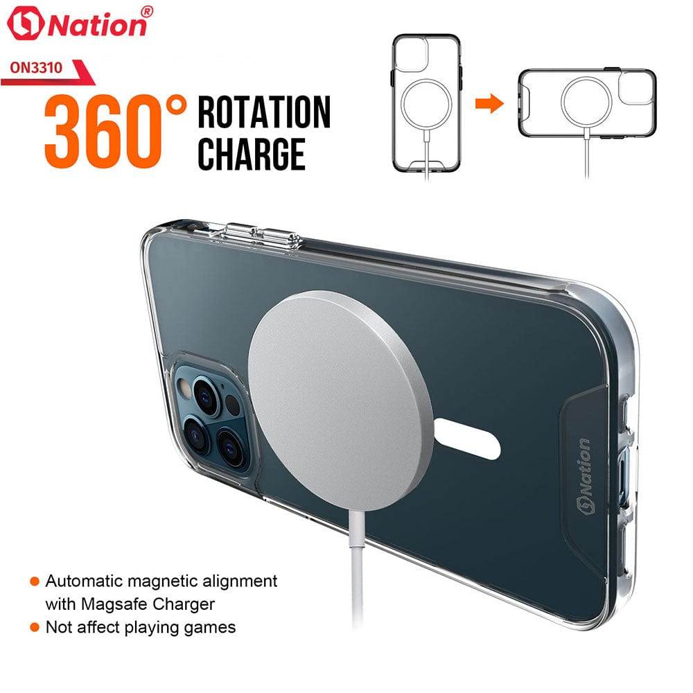 iPhone 13 Cover - ONation MagSafe Series - Premium Quality No Yellowing Drop Tested Tpu+Pc Clear Soft Edges