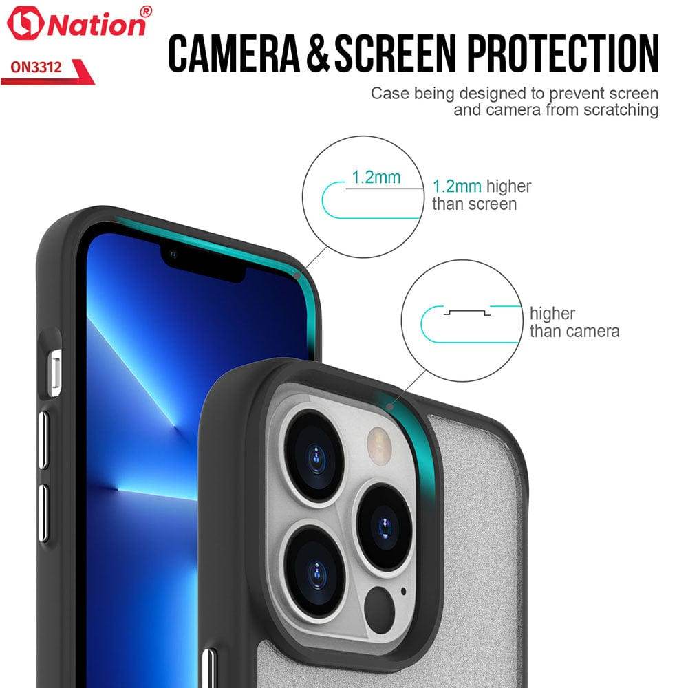 iPhone 13 Cover - Black - ONation Silk Series - Premium Quality Drop Tested Tpu+Pc Semi-Transparent Soft Edges