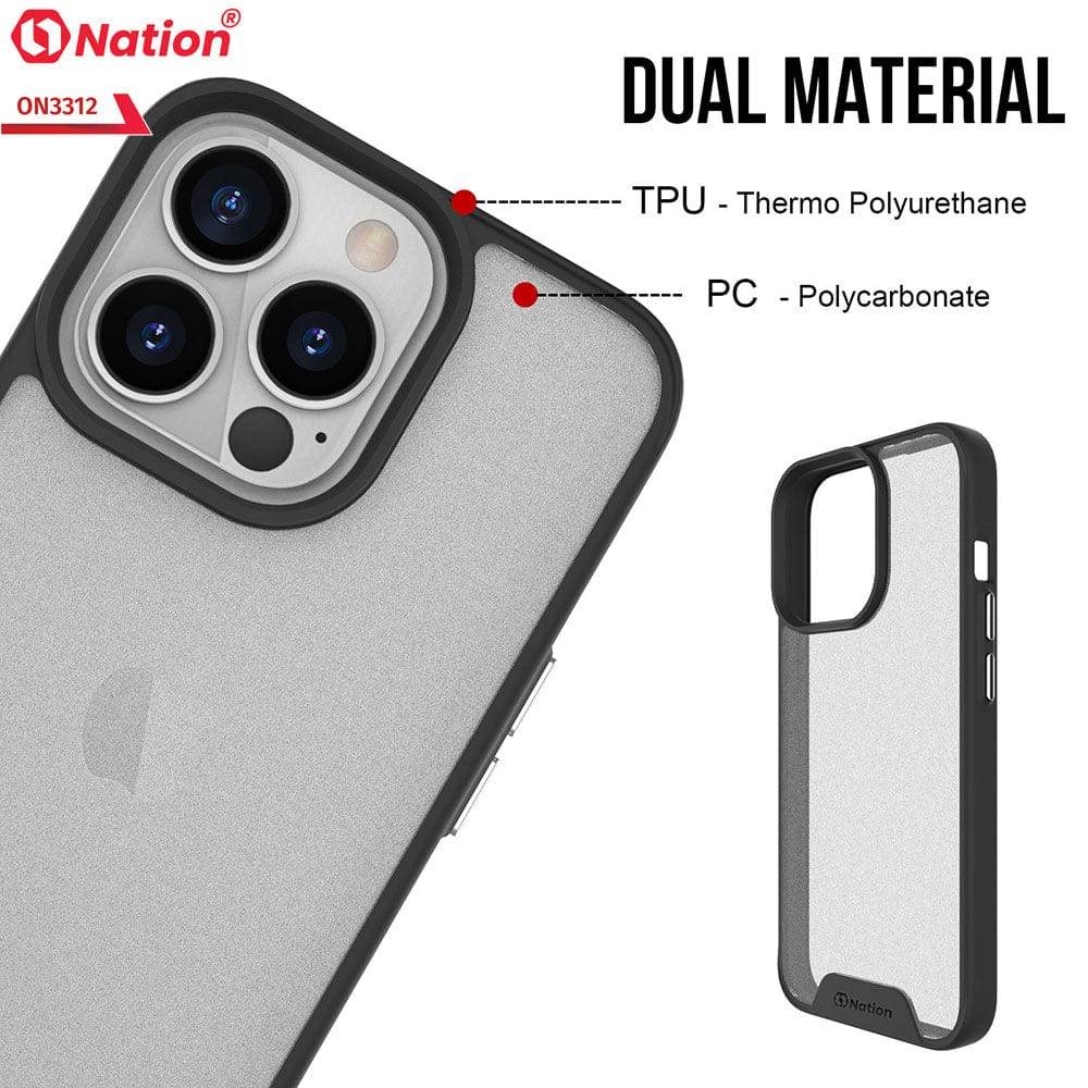 iPhone 13 Cover - Black - ONation Silk Series - Premium Quality Drop Tested Tpu+Pc Semi-Transparent Soft Edges