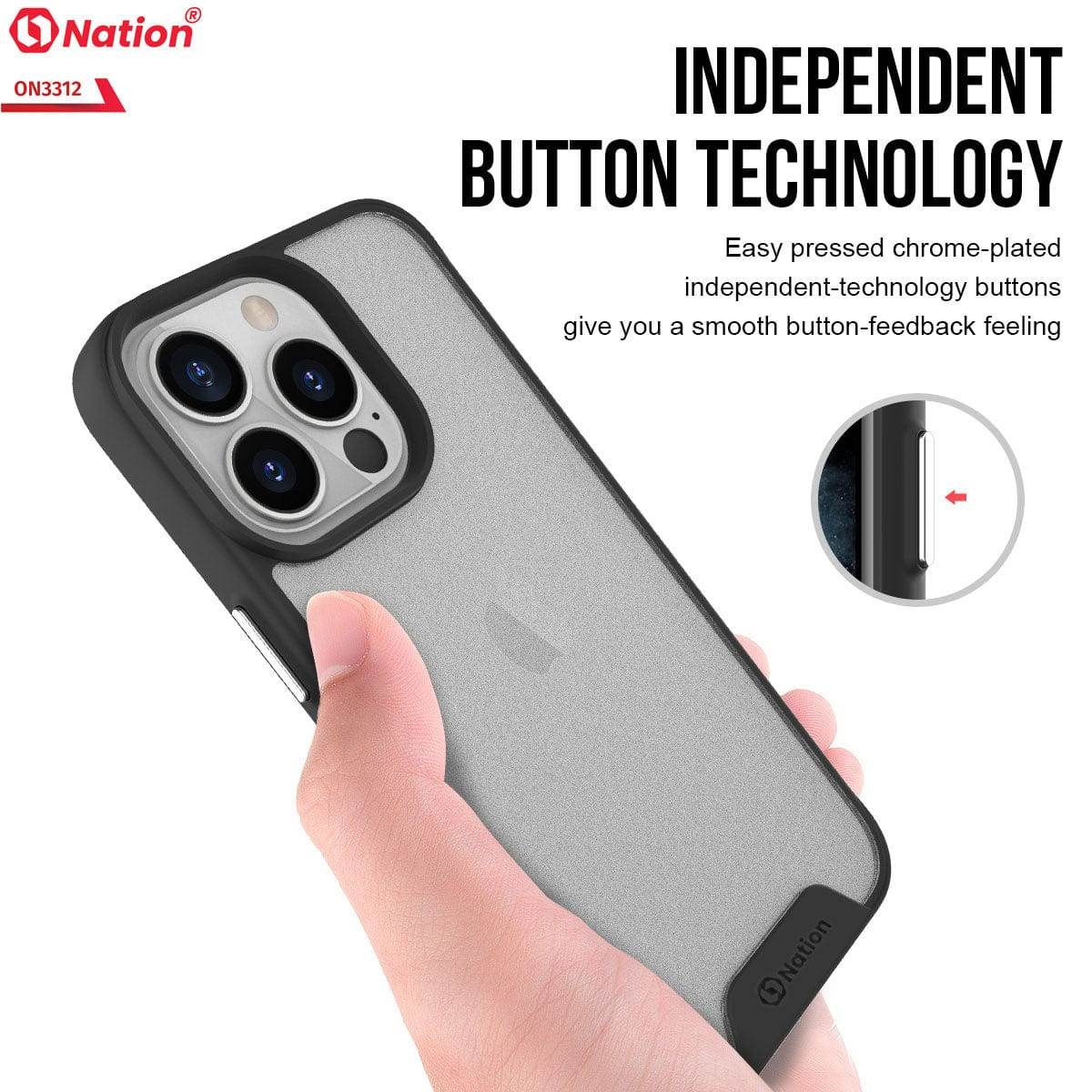 iPhone 13 Cover - Black - ONation Silk Series - Premium Quality Drop Tested Tpu+Pc Semi-Transparent Soft Edges