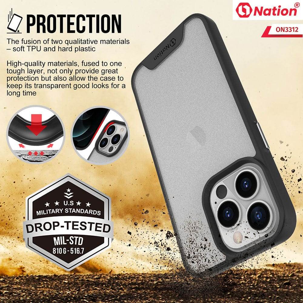 iPhone 13 Cover - Black - ONation Silk Series - Premium Quality Drop Tested Tpu+Pc Semi-Transparent Soft Edges