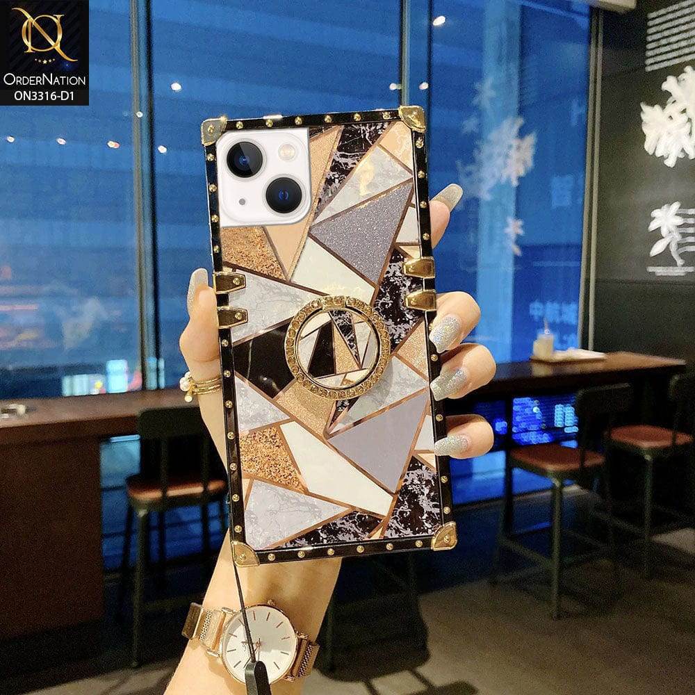 iPhone 13 Cover - Design 1 - Smart Mosaic Marble and Glitter Trunk Style Soft Case Without Strap - Futurestore.pk