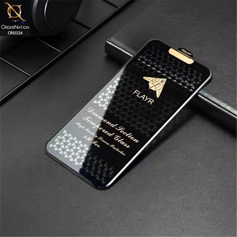 iPhone 13 Protector - Black - 9H Full Glue Flayr Diamond Section HIgh Quality Tempered Glass Screen Protector