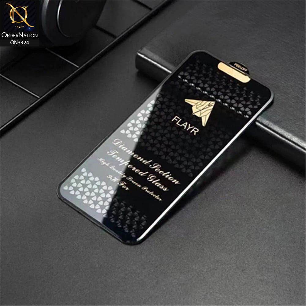iPhone 16 Pro Max Protector - Black - 9H Full Glue Flayr Diamond Section HIgh Quality Tempered Glass Screen Protector