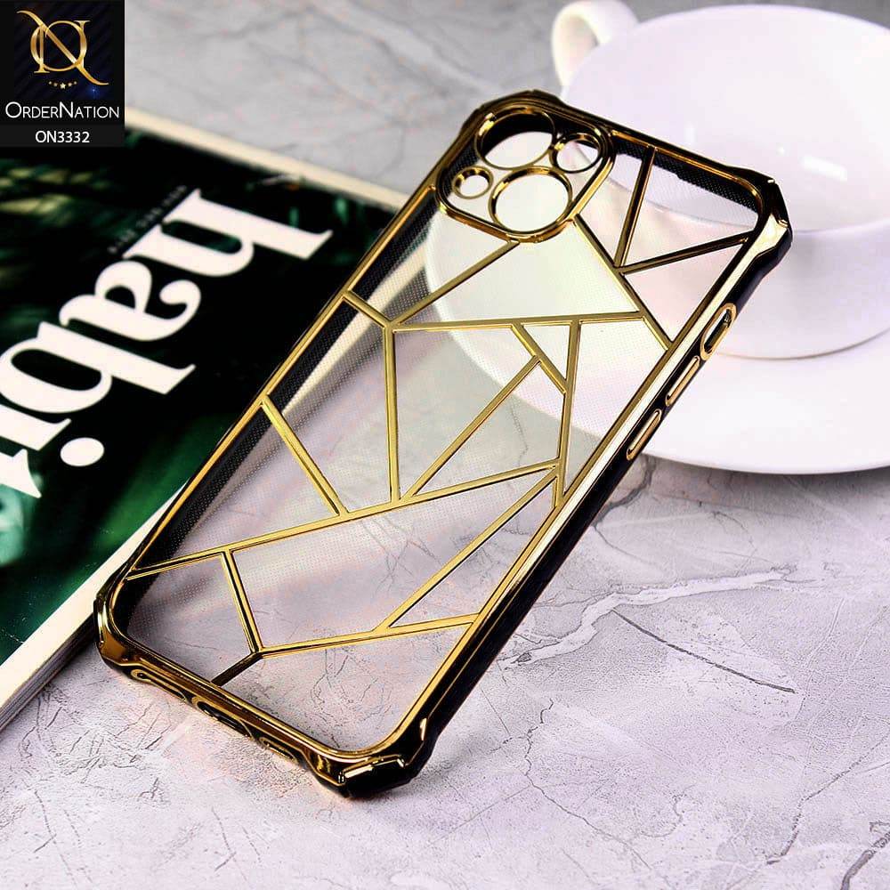 iPhone 13 Cover - Black - Smart Mosaic Marble color Borders Transparent Soft Case - Futurestore.pk