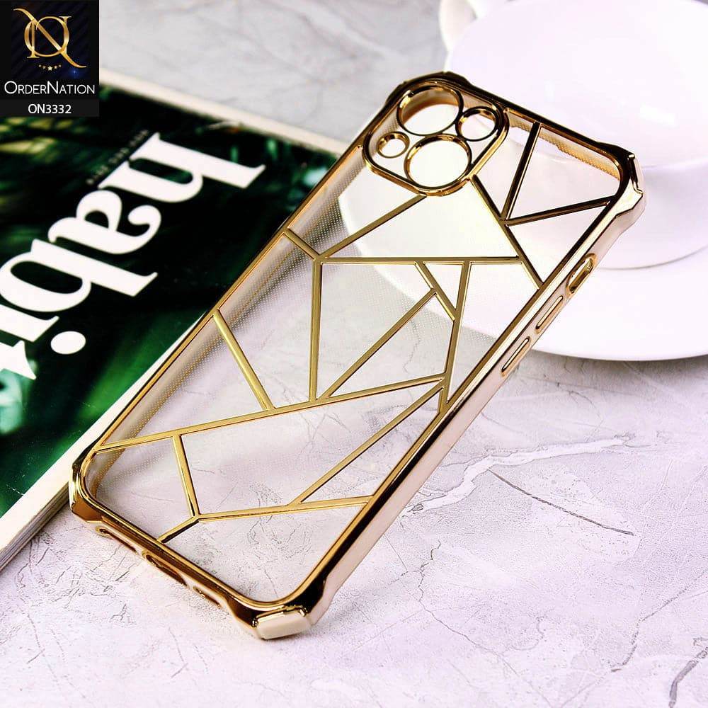 iPhone 13 Cover - White - Smart Mosaic Marble color Borders Transparent Soft Case - Futurestore.pk