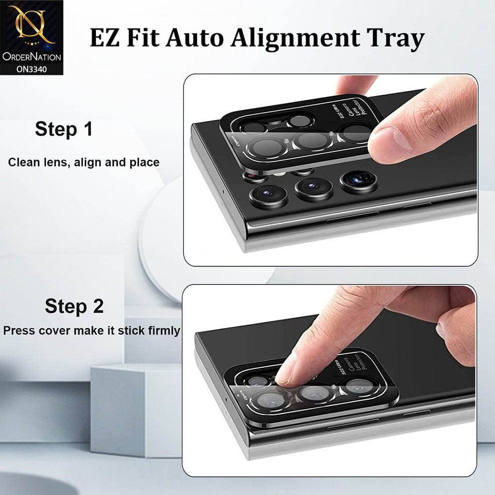 iPhone 13 Protector - Black - Aluminium Alloy Metal Tempered Glass Camera Protector - Futurestore.pk