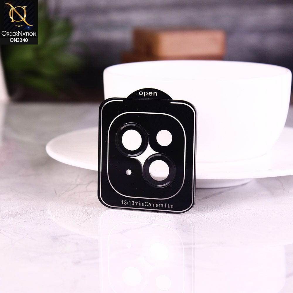 iPhone 13 Protector - Black - Aluminium Alloy Metal Tempered Glass Camera Protector - Futurestore.pk