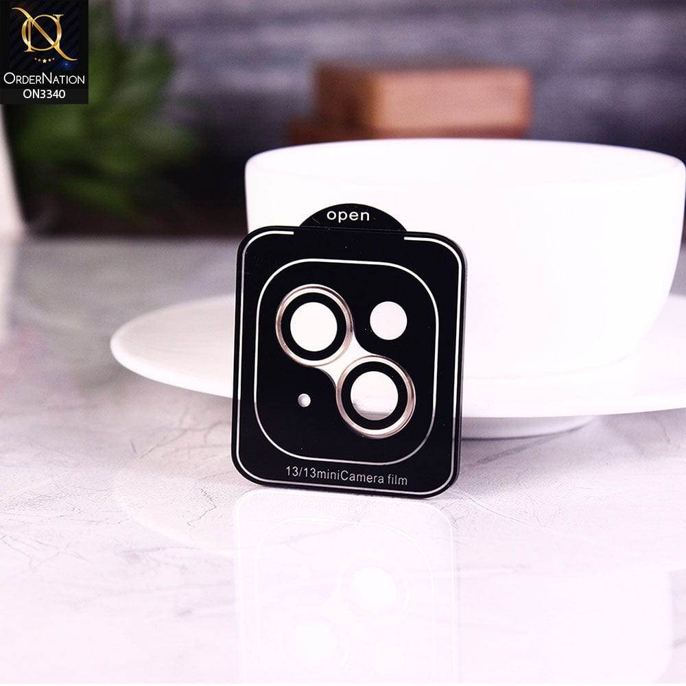 iPhone 13 Protector - Golden - Aluminium Alloy Metal Tempered Glass Camera Protector - Futurestore.pk