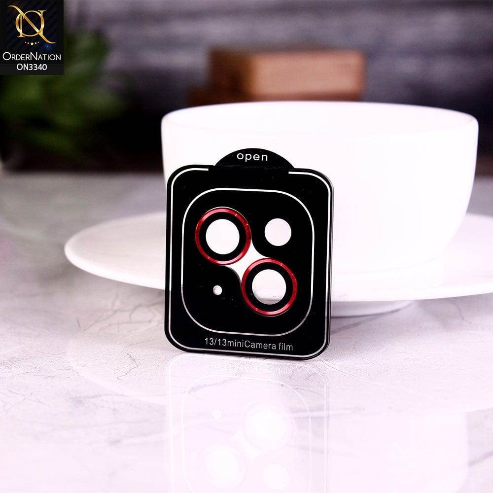 iPhone 13 Protector - Red - Aluminium Alloy Metal Tempered Glass Camera Protector - Futurestore.pk