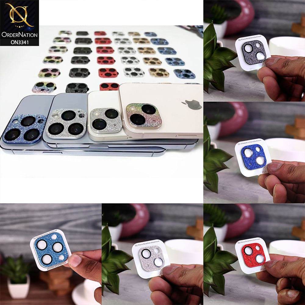 iPhone 13 Protector - Black - Shiny Bling Glitter Tempered Glass Camera Lens Protector - Futurestore.pk