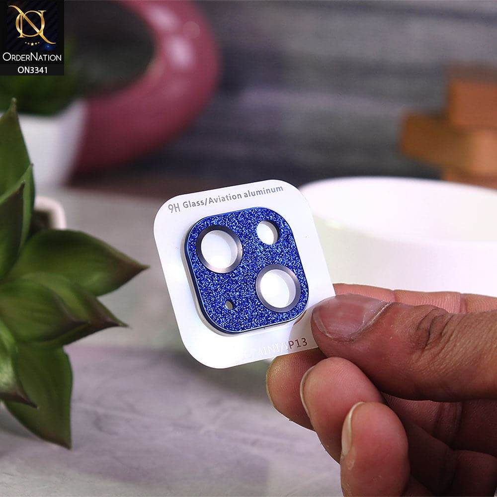 iPhone 13 Protector - Blue - Shiny Bling Glitter Tempered Glass Camera Lens Protector - Futurestore.pk