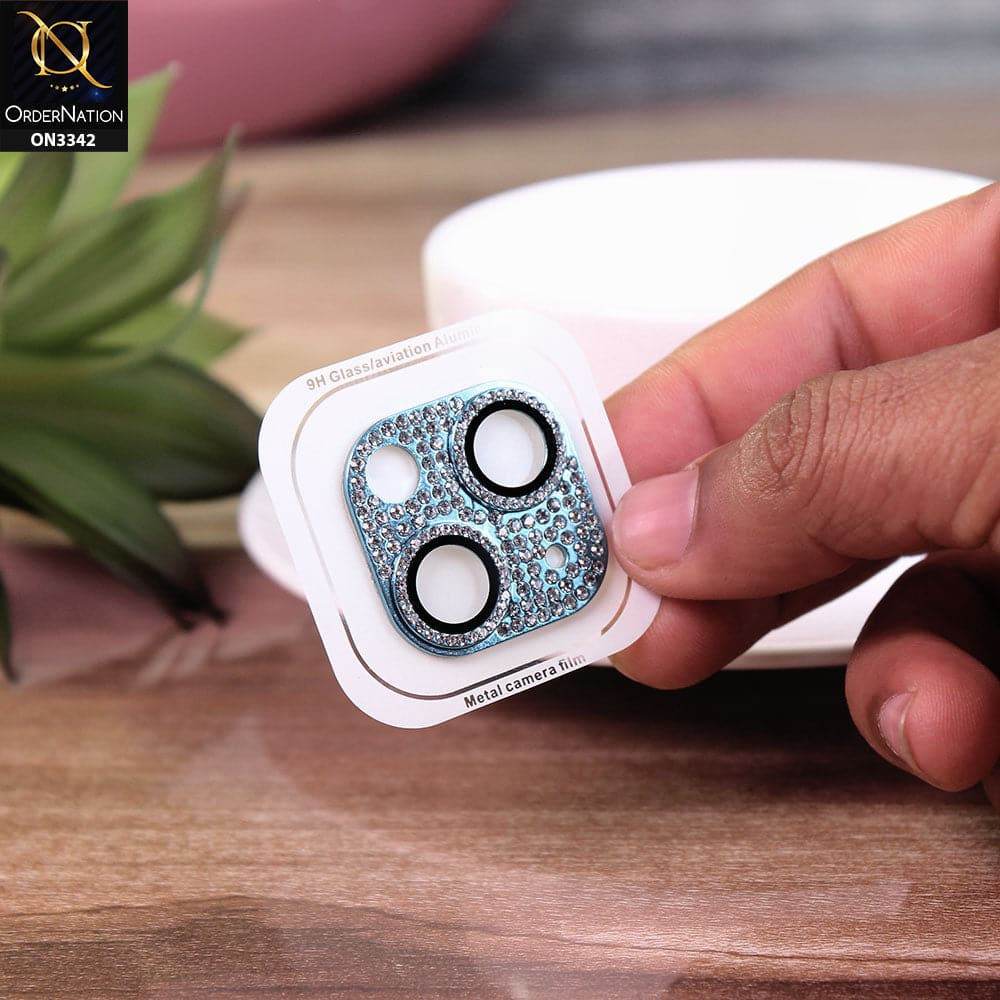 iPhone 13 Protector - Blue - Bling Diamond Shockproof Camera Lens Protector - Futurestore.pk