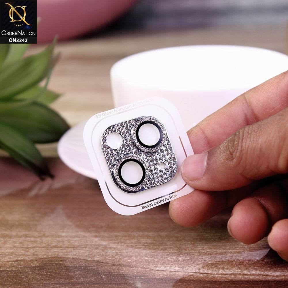 iPhone 13 Protector - Silver - Bling Diamond Shockproof Camera Lens Protector - Futurestore.pk