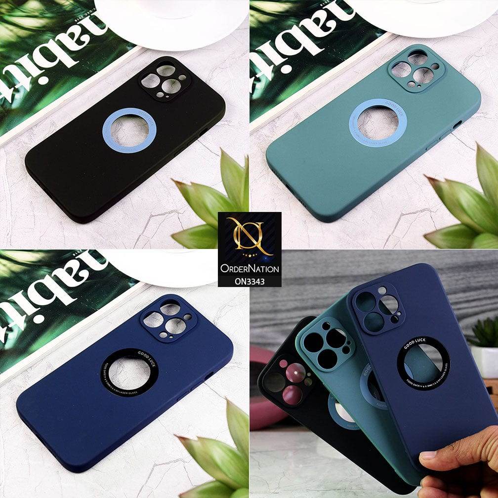 iPhone 13 Cover - Black - New Soft Silicone Camera Protection Case with Good Luck Logo Hole