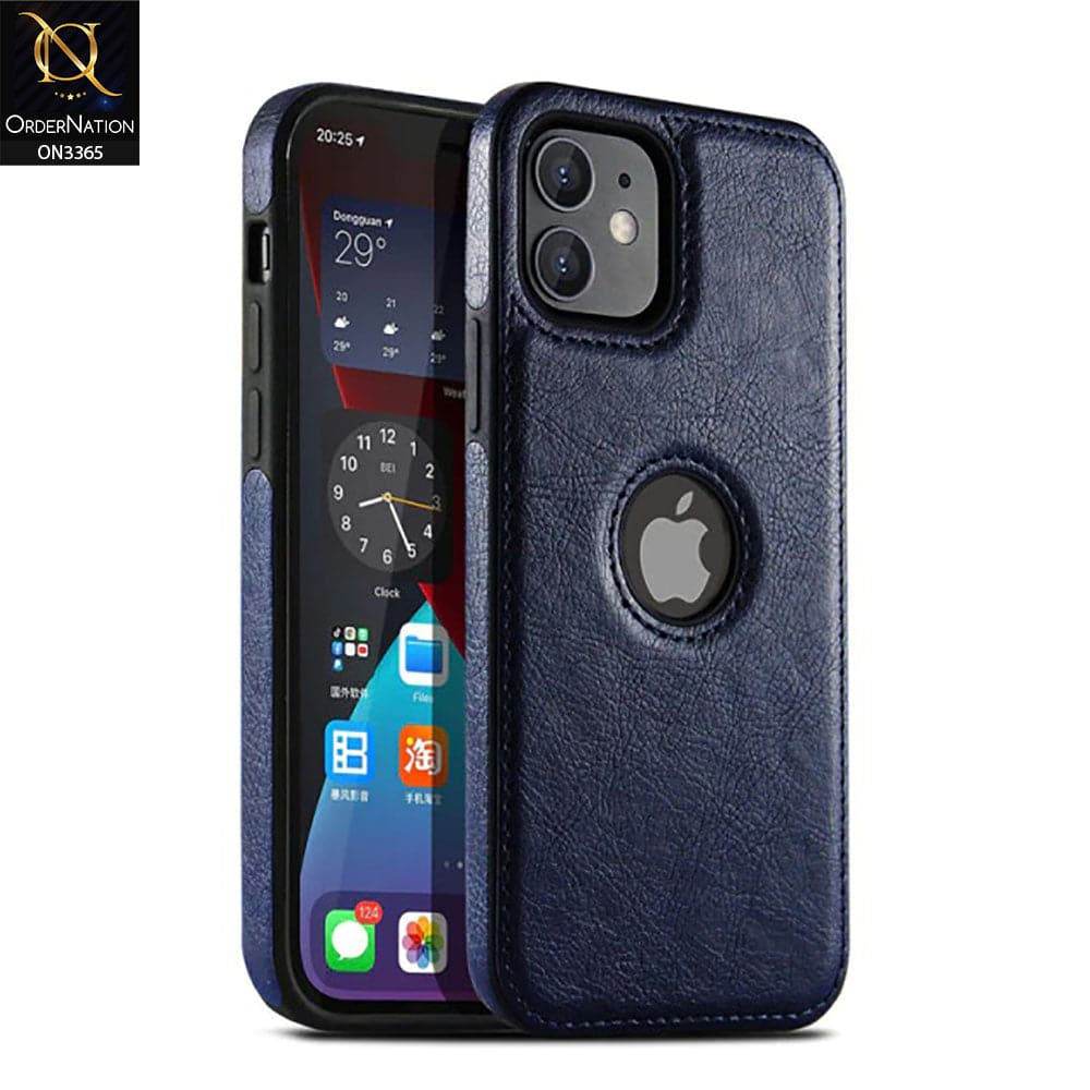 iPhone 13 Cover - Black - Vintage Luxury Business Style TPU Leather Stitching Logo Hole Soft Case - Futurestore.pk