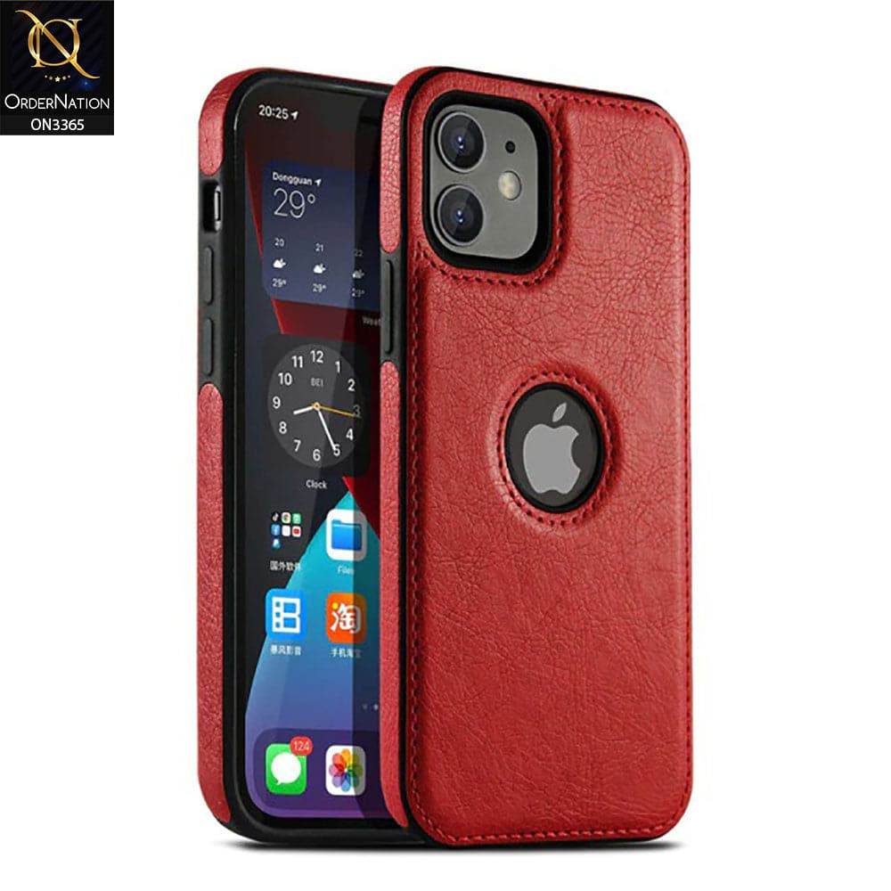 iPhone 13 Cover - Black - Vintage Luxury Business Style TPU Leather Stitching Logo Hole Soft Case - Futurestore.pk