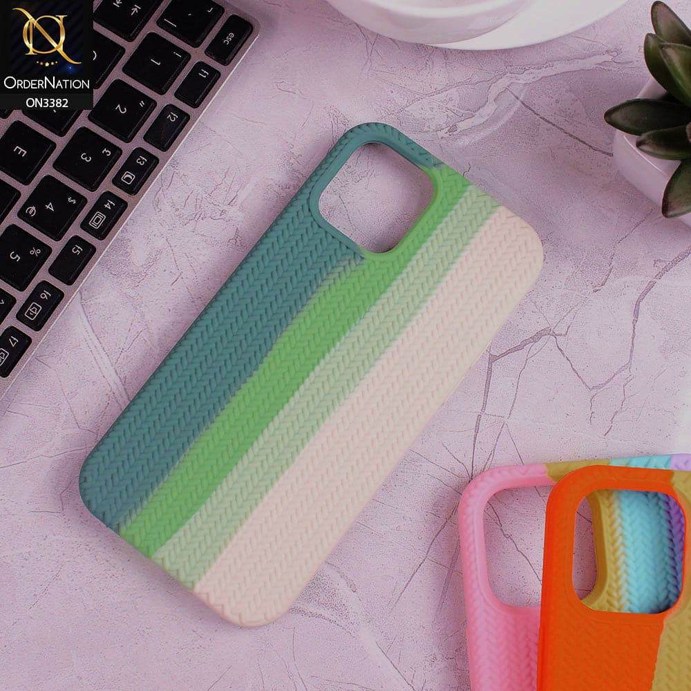 iPhone 13 Cover - Green - Rainbow Series Ziggy Line Pattern Soft Silicone Case - Futurestore.pk