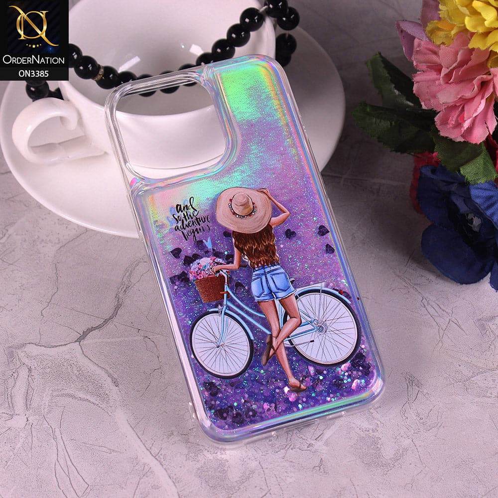 iPhone 13 Cover - Design4 - Trendy Heart Shape Moving Liquid Glitter Shine Soft Borders Case - Futurestore.pk
