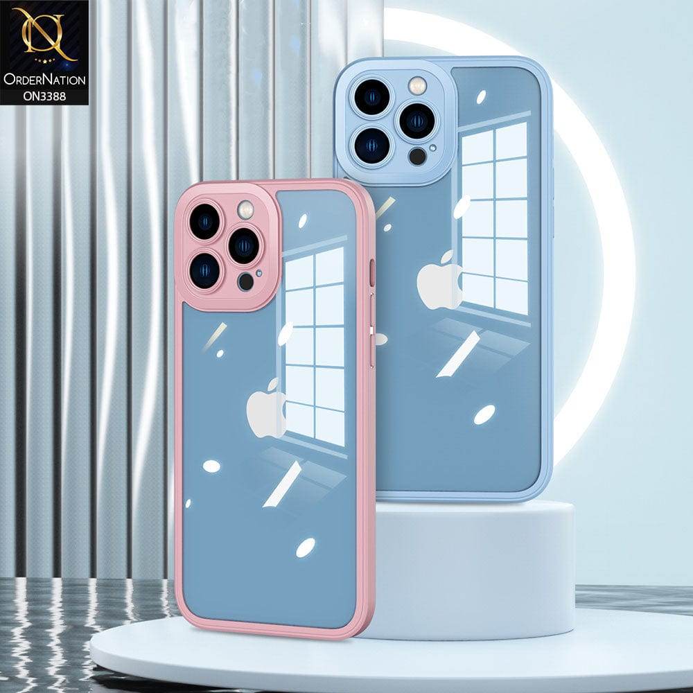 iPhone 13 Cover - Blue - Flat Series PC Transparent Back Shell Soft Color Borders Camera Protection Case