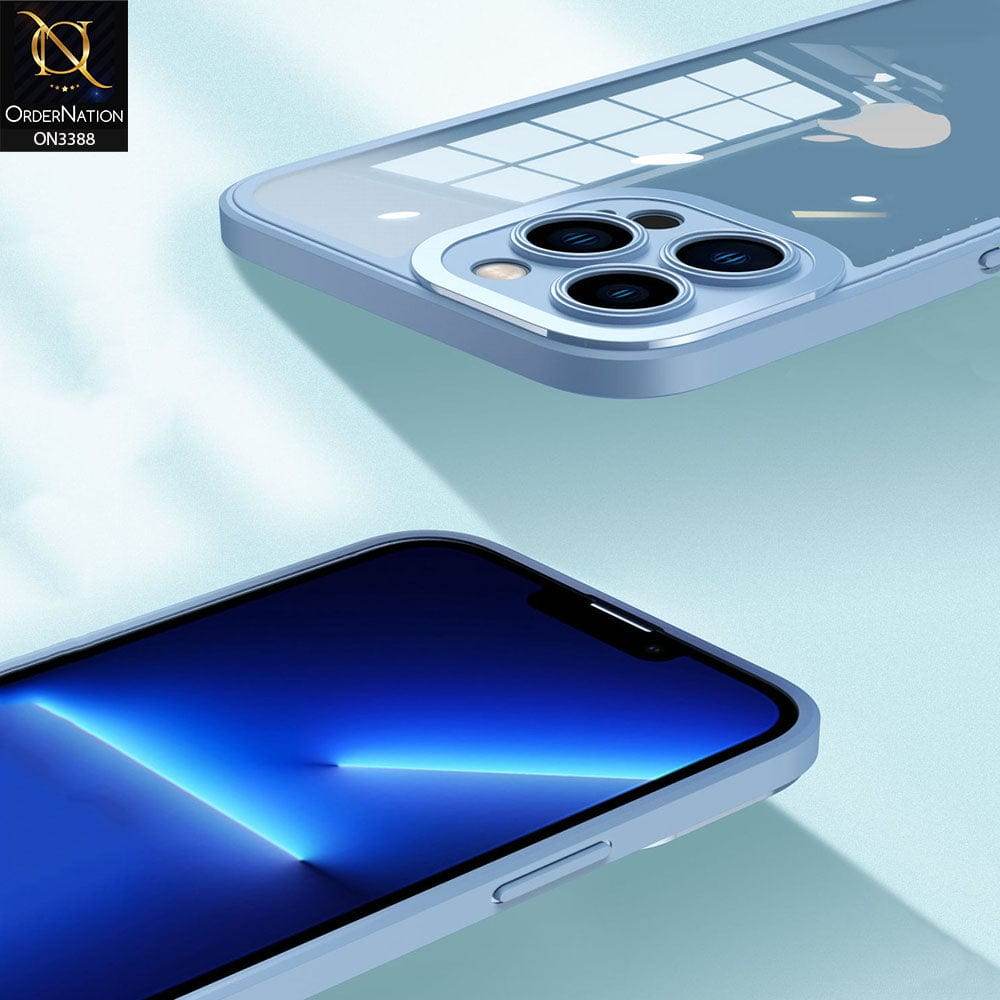 iPhone 13 Cover - White - Flat Series PC Transparent Back Shell Soft Color Borders Camera Protection Case