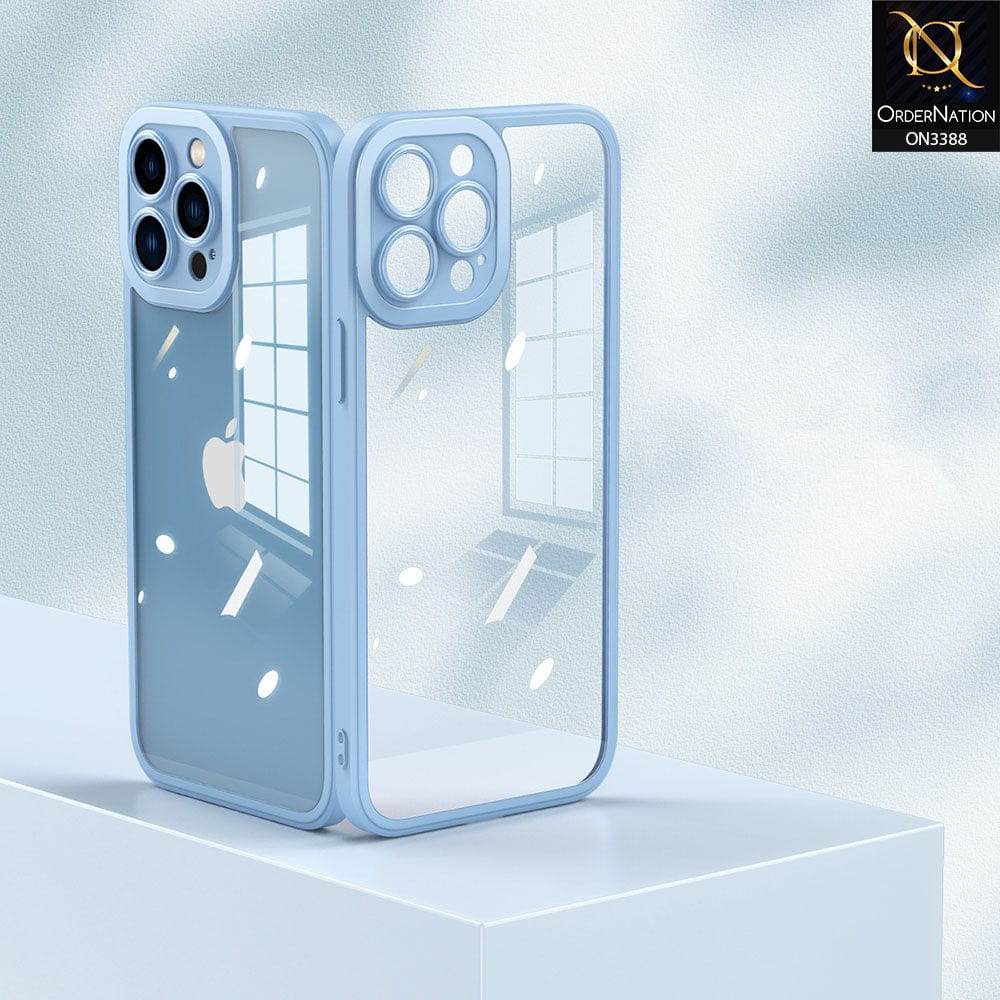 iPhone 13 Cover - Blue - Flat Series PC Transparent Back Shell Soft Color Borders Camera Protection Case