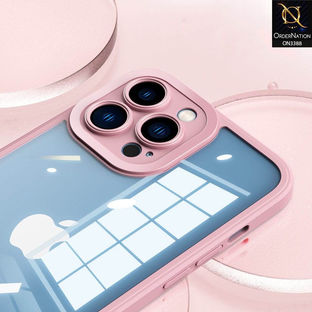 iPhone 13 Cover - White - Flat Series PC Transparent Back Shell Soft Color Borders Camera Protection Case