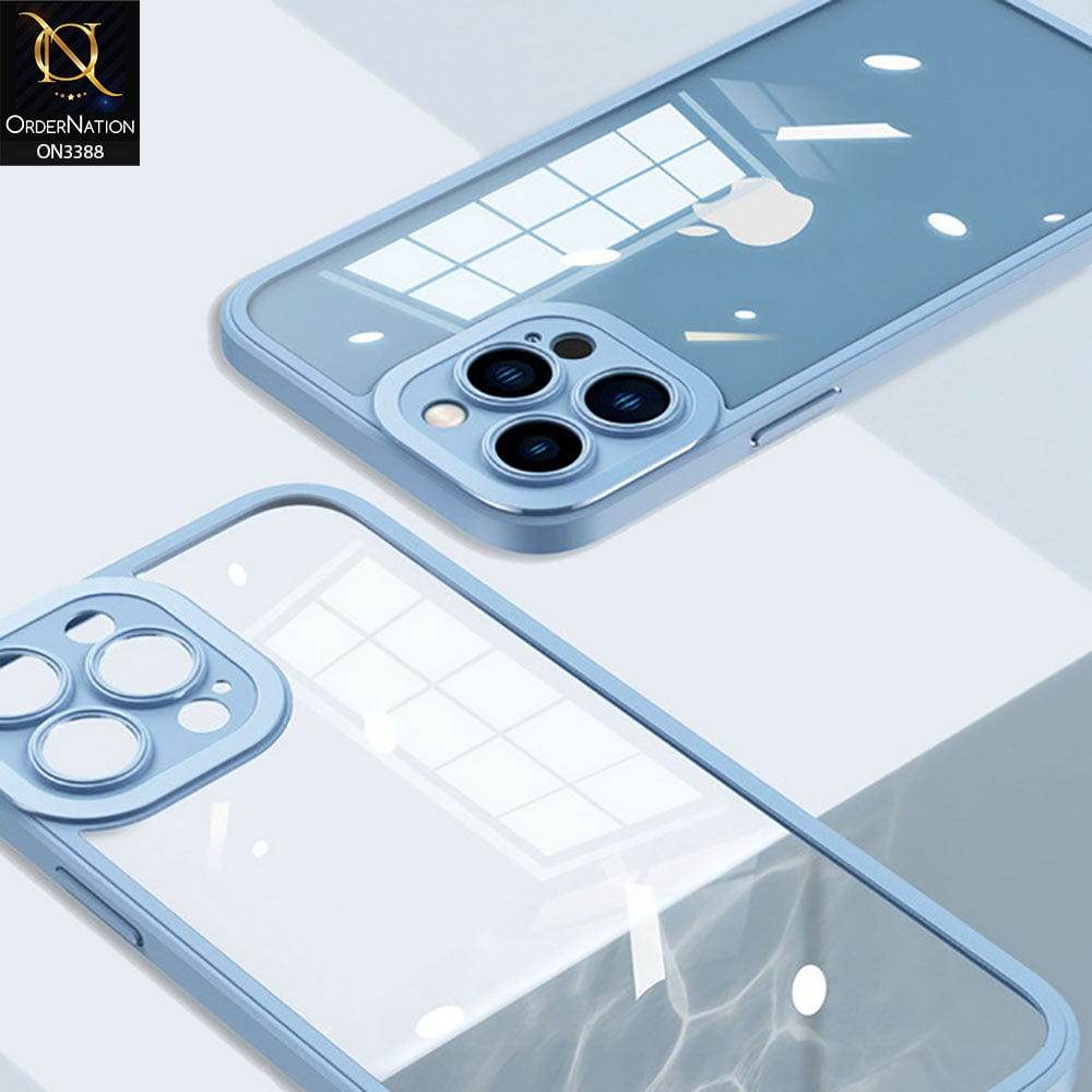 iPhone 13 Cover - White - Flat Series PC Transparent Back Shell Soft Color Borders Camera Protection Case