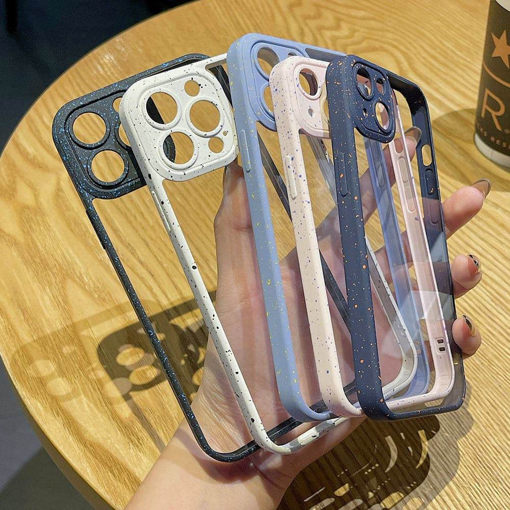 iPhone 13 Cover - Blue - Splash Series Shockproof Transparent Hard Pc Back Soft Borders Camera Protection Case