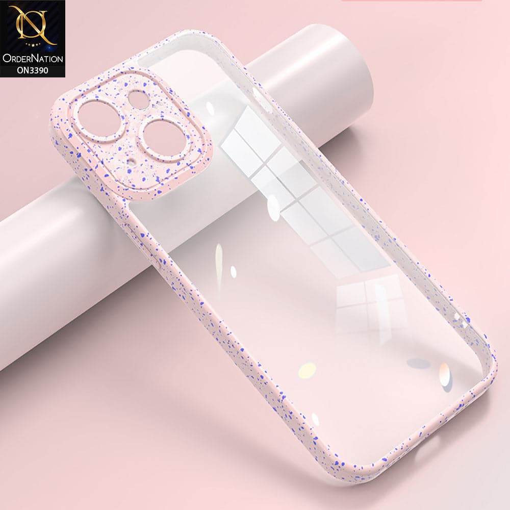 iPhone 13 Cover - Pink - Splash Series Shockproof Transparent Hard Pc Back Soft Borders Camera Protection Case
