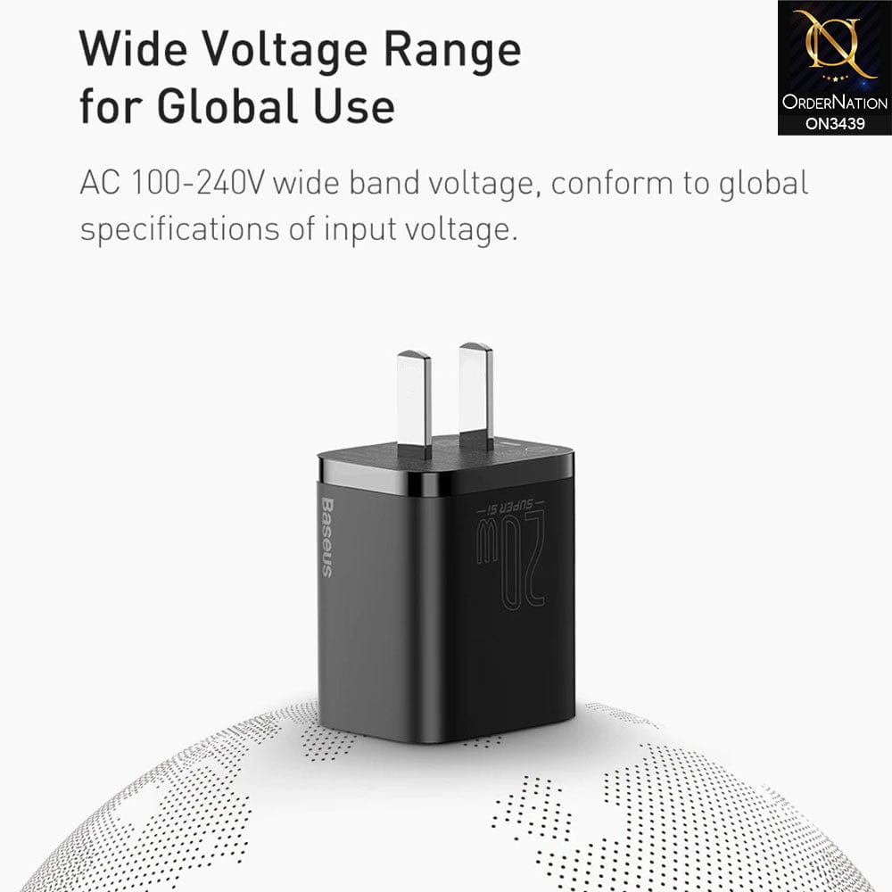 Black - Baseus Super SI Quick Charger 1C 20W Type-C (Cable not Included)