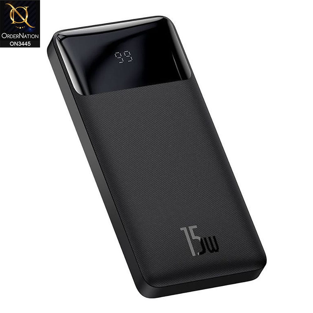 Black - Baseus Bipow Digital Display 10000mAh Power Bank 15W