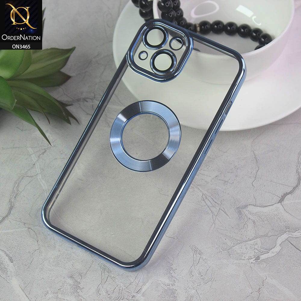 iPhone 13 Cover - Sierra Blue - Soft Color Borders Logo Hole With Camera Protection Clear Back Case - Futurestore.pk