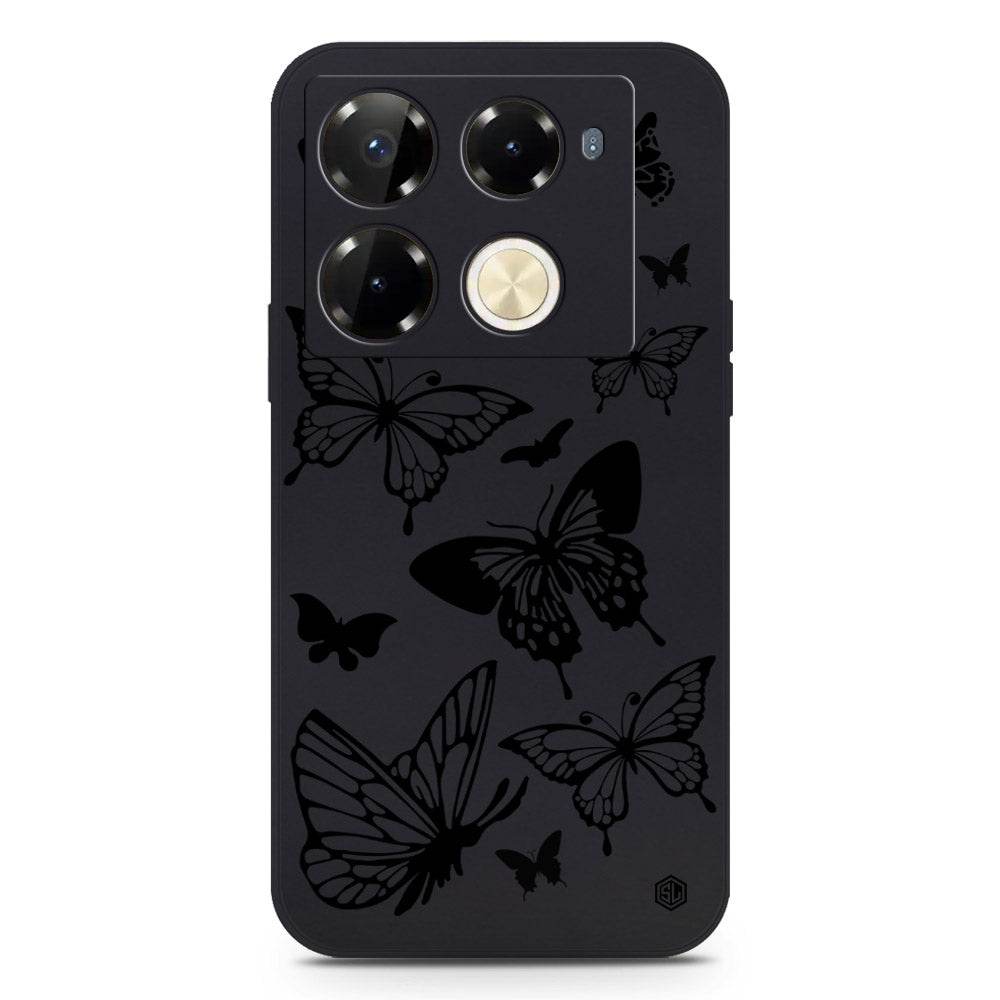 Cute Butterfly Design Soft Phone Case - Silica Gel Case - Black - Infinix Note 40 Pro - Futurestore.pk
