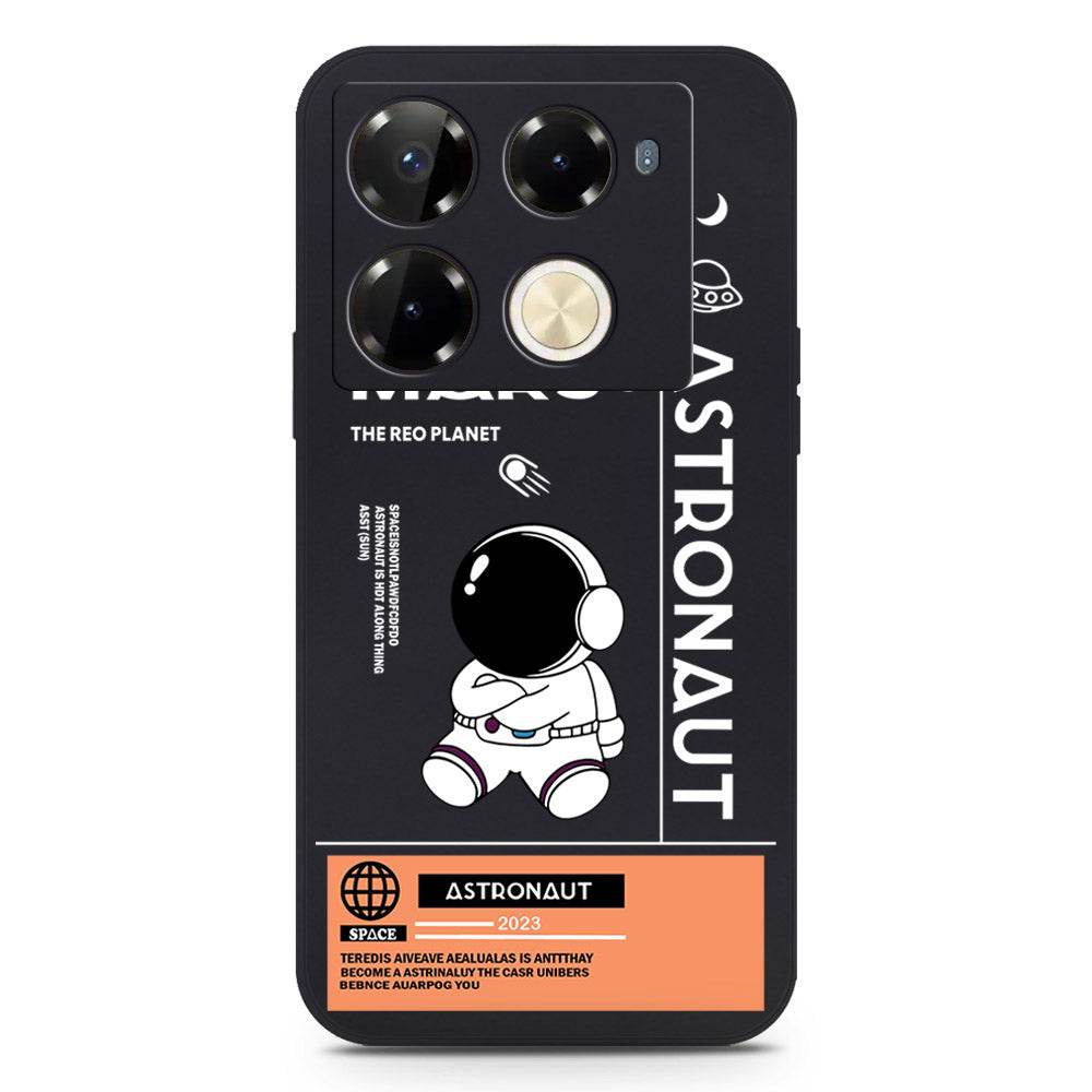 Astronaut Series Design Soft Phone Case - Silica Gel Case - Black - Infinix Note 40 Pro - Futurestore.pk