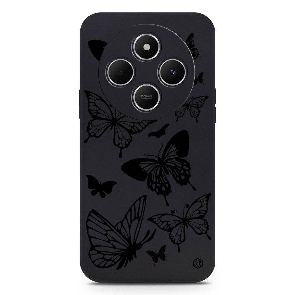 Cute Butterfly Design Soft Phone Case - Silica Gel Case - Black - Xiaomi Redmi 14C - Futurestore.pk